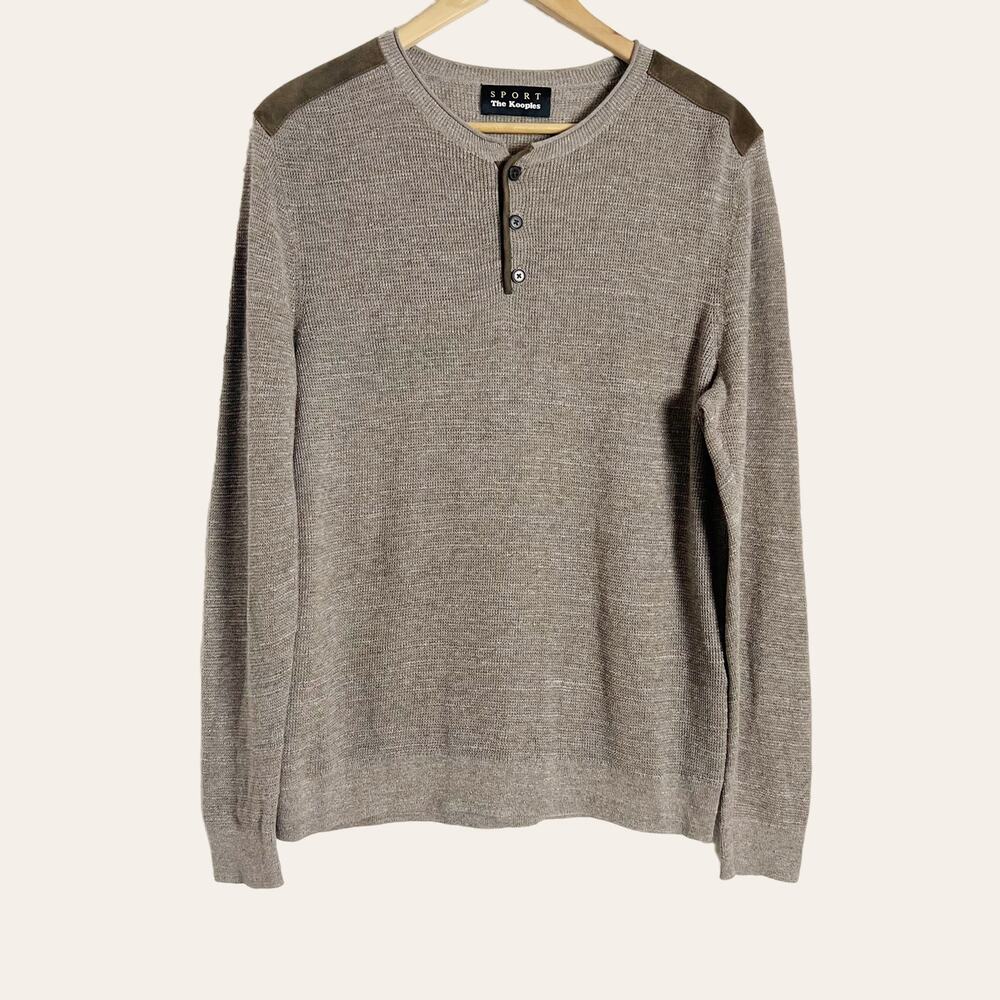 The Kooples Brown Cotton & Leather Sweater Size S